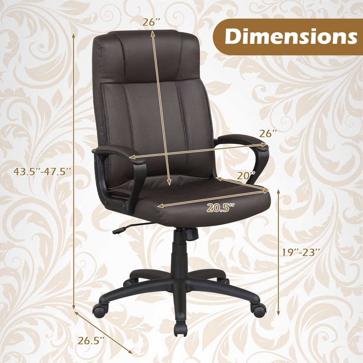 PU Leather Office Chair with Rocking Function