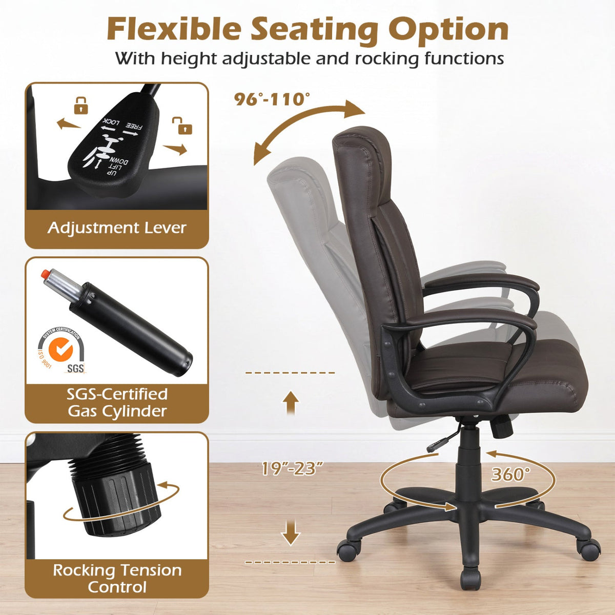 PU Leather Office Chair with Rocking Function