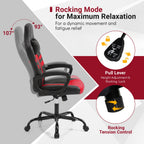 Ergonomic Gaming Chair with Removable Head Pillow & Rocking