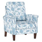 Floral Accent Chair Farmhouse Boho Armchair with Solid Wood Legs and High Back