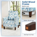 Floral Accent Chair Farmhouse Boho Armchair with Solid Wood Legs and High Back