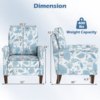Floral Accent Chair Farmhouse Boho Armchair with Solid Wood Legs and High Back