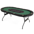 Foldable 10-Player Poker Table with LED Lights and USB Ports