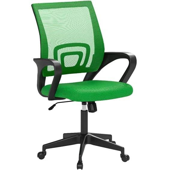Green Mid-Back Mesh Office Chair with Armrest