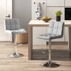 Adjustable Swivel PU Leather Bar Stools - Set of 2