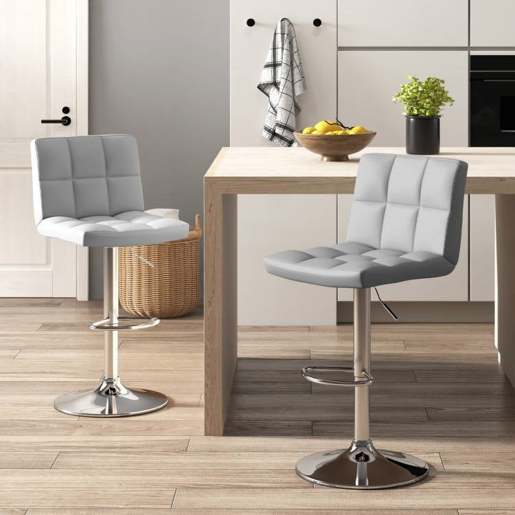Adjustable Swivel PU Leather Bar Stools - Set of 2
