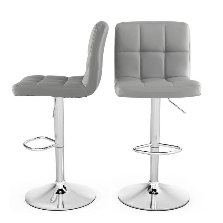 Adjustable Swivel PU Leather Bar Stools - Set of 2