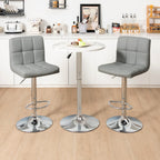 Adjustable Swivel PU Leather Bar Stools - Set of 2