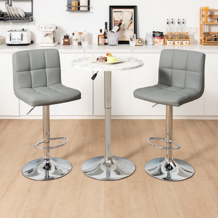 Adjustable Swivel PU Leather Bar Stools - Set of 2