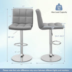 Adjustable Swivel PU Leather Bar Stools - Set of 2
