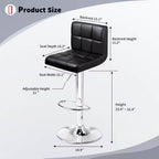 Adjustable Black Faux Leather Swivel Bar Stools