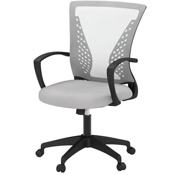 Gray Mid-Back Mesh Office Chair with Rocking Mode