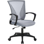 Gray Mid-Back Mesh Office Chair with Rocking Mode
