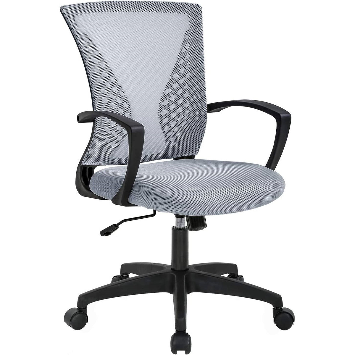 Gray Mid-Back Mesh Office Chair with Rocking Mode