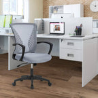 Gray Mid-Back Mesh Office Chair with Rocking Mode