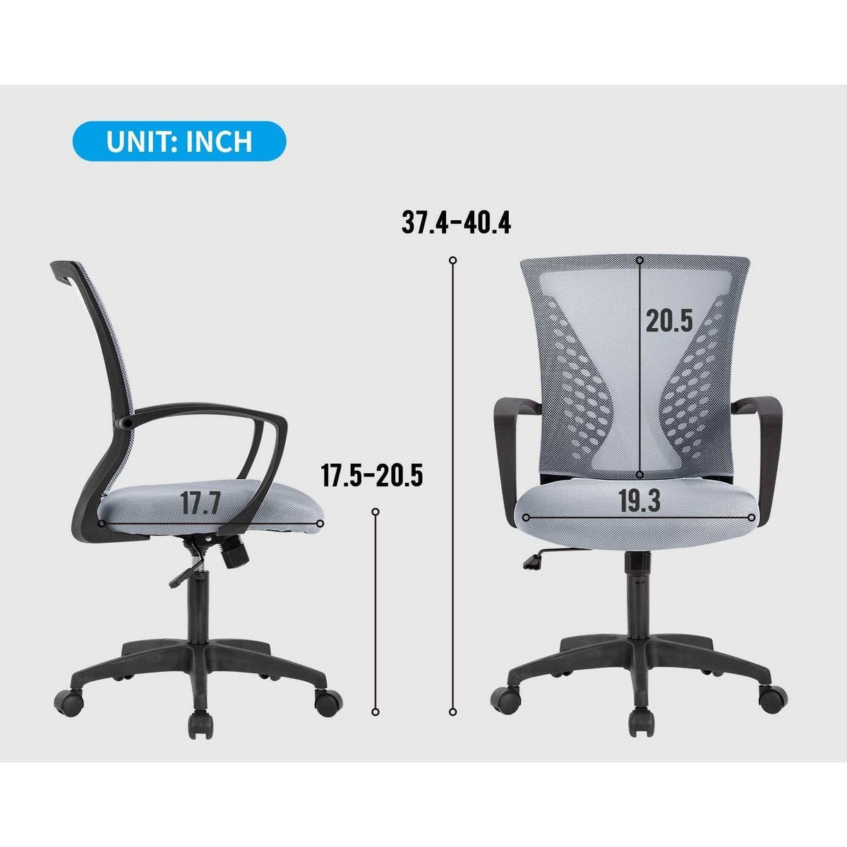 Gray Mid-Back Mesh Office Chair with Rocking Mode