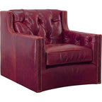 Henry Grain Red Leather Swivel Chair
