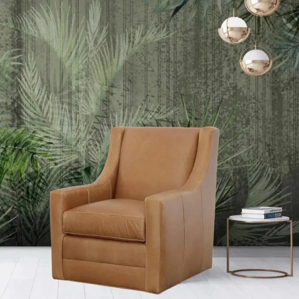 Jacob Real Leather Swivel Club Chair