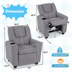 Kids Recliner Chair Push Back Toddler Reclining Armchair with Cup Holder