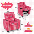 Kids Recliner Chair Push Back Toddler Reclining Armchair with Cup Holder