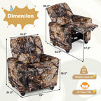 Kids Recliner Chair Push Back Toddler Reclining Armchair with Cup Holder