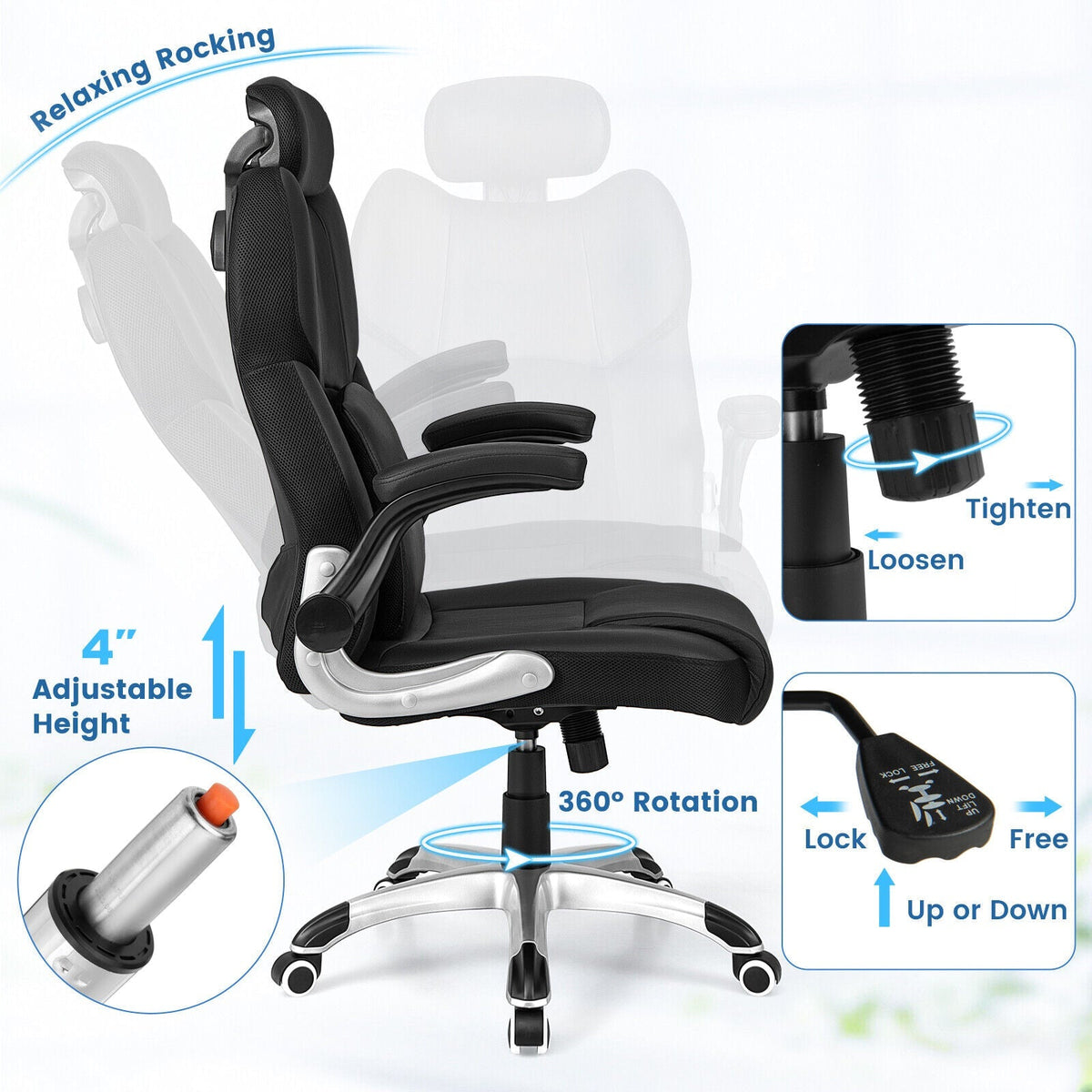 Kneading Massage Office Chair with Adjustable Headrest
