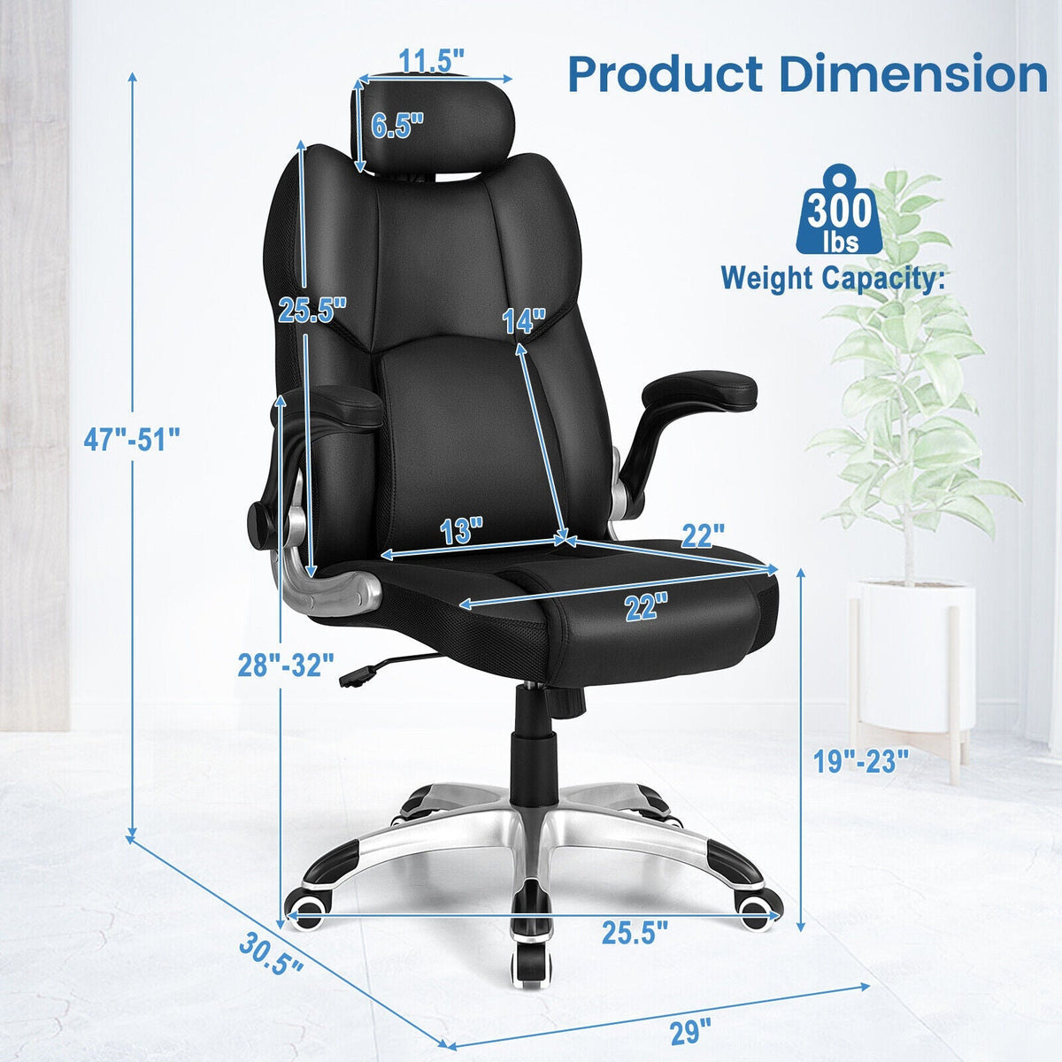 Kneading Massage Office Chair with Adjustable Headrest