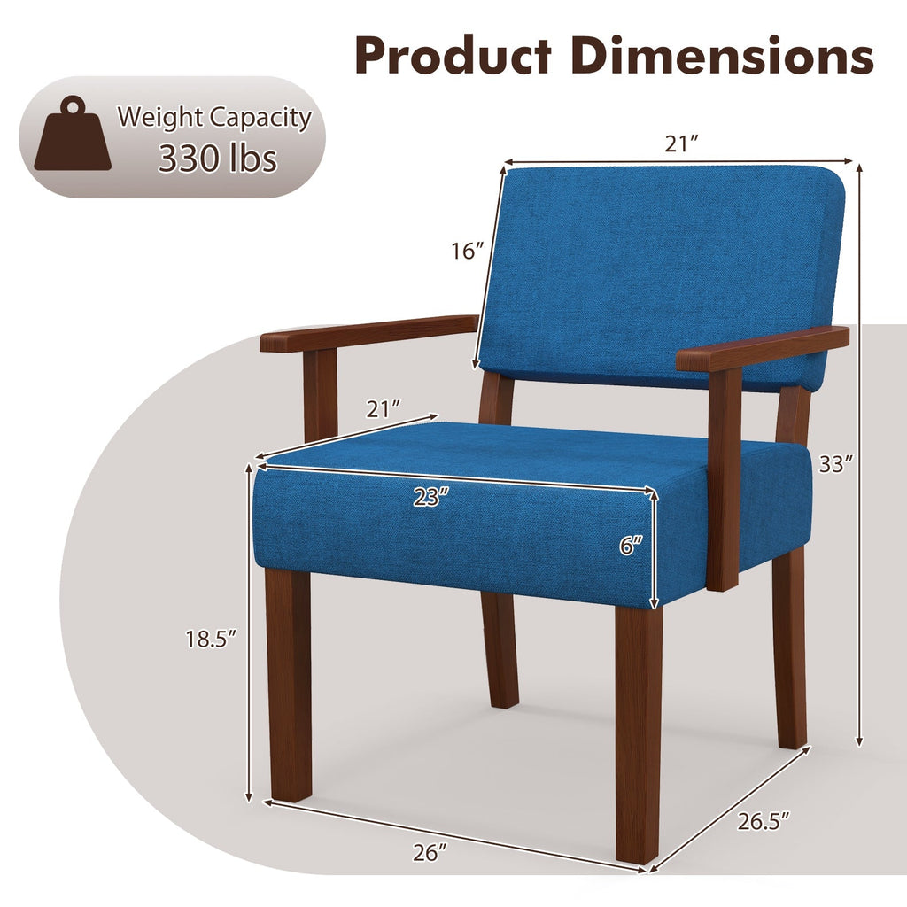 Linen Accent Chair Living Room Chair with Soft Padded Seat and Backrest