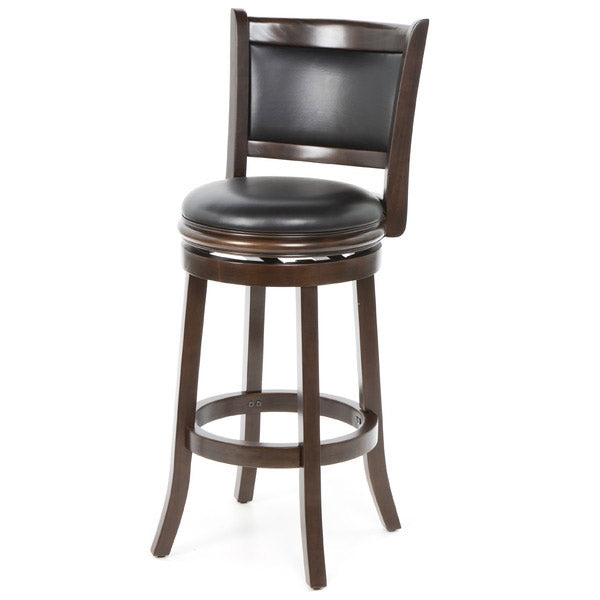 29" Cappuccino Faux Leather Swivel Bar Stools