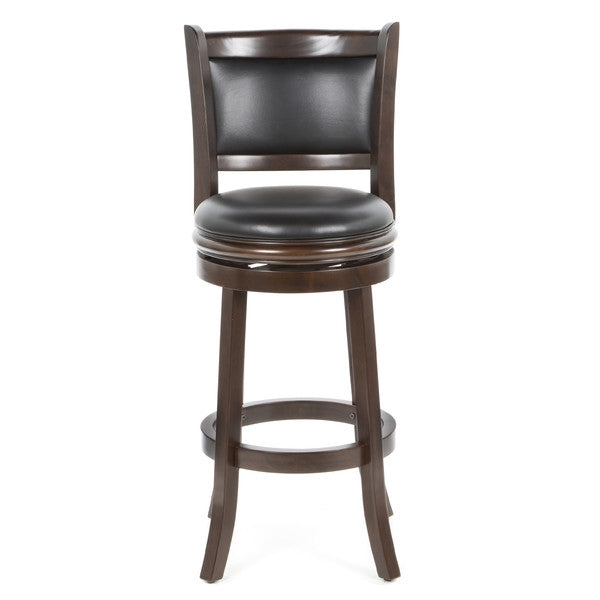 29" Cappuccino Faux Leather Swivel Bar Stools