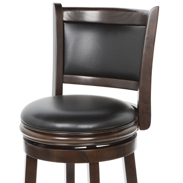 29" Cappuccino Faux Leather Swivel Bar Stools