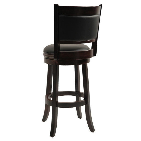 29" Cappuccino Faux Leather Swivel Bar Stools