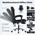 Adjustable Reclining Massage Office Chair with Footrest