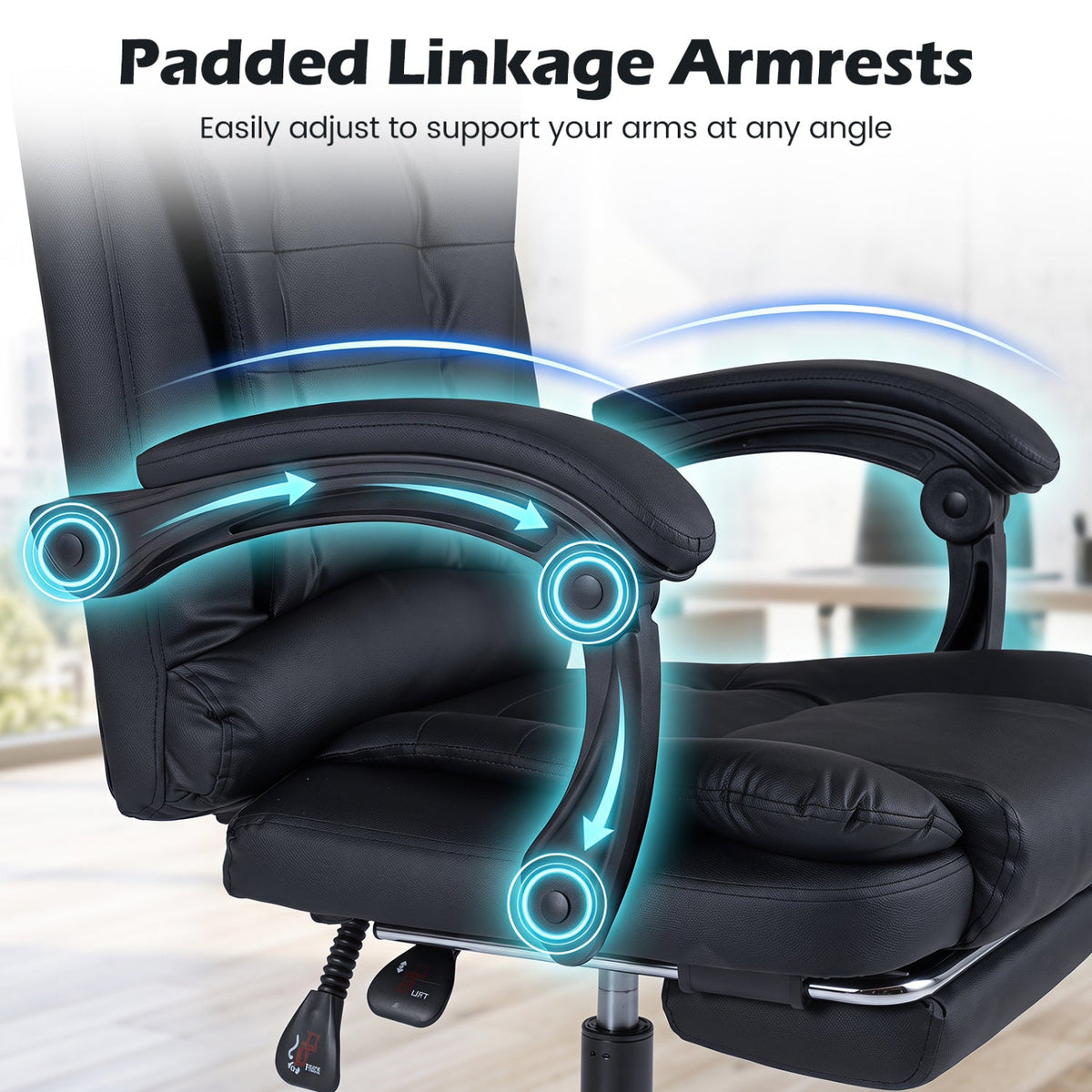 Adjustable Reclining Massage Office Chair with Footrest