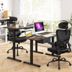 Mesh Office Chair with Adaptive Lumbar Support Flip-up Armrests Reclining Backrest-Black