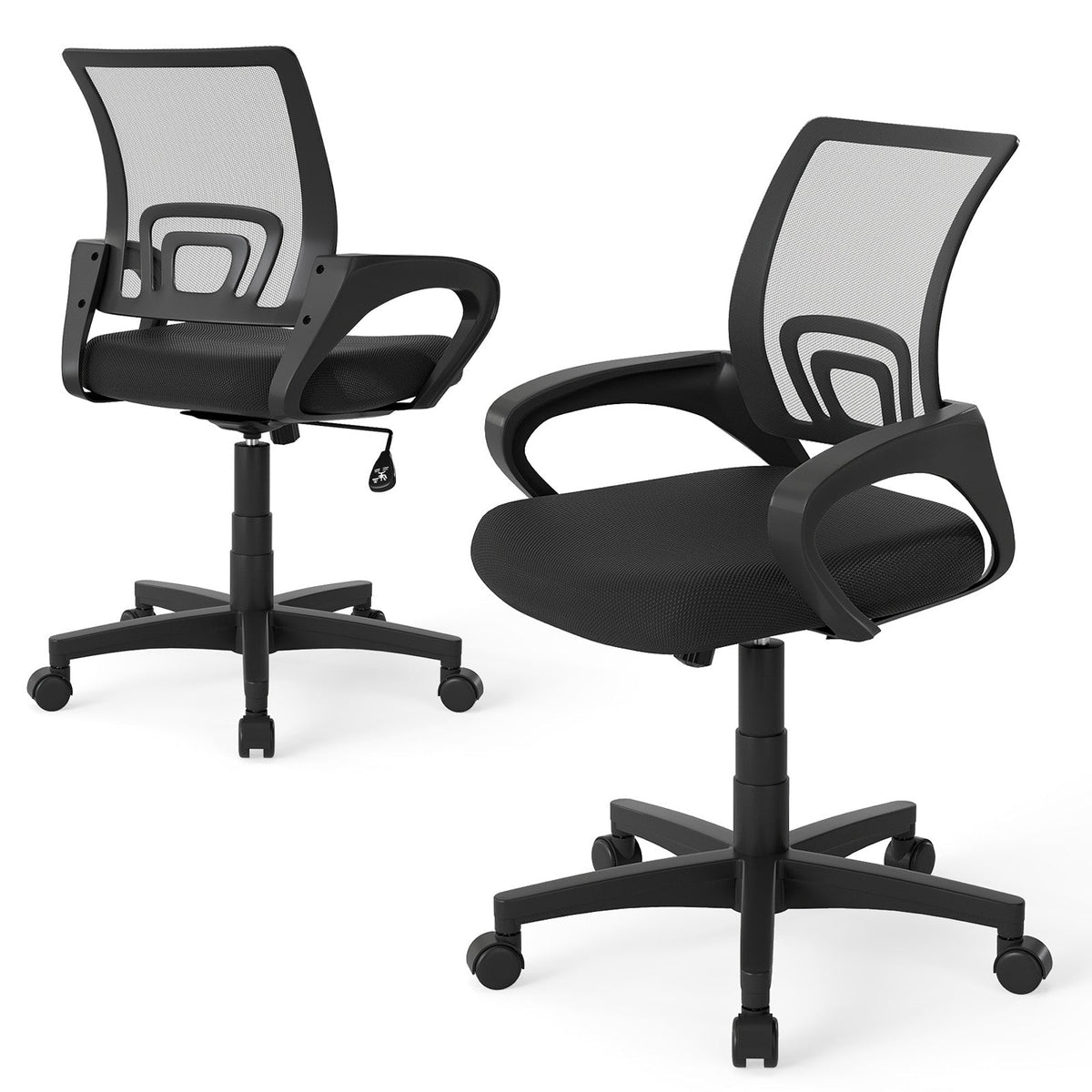 Mid-Back Mesh Office Chair Ergonomic Computer Chair with Lumbar Support-Black