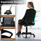 Mid-Back Mesh Office Chair Ergonomic Computer Chair with Lumbar Support-Black