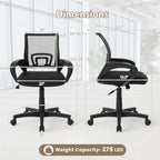 Mid-Back Mesh Office Chair Ergonomic Computer Chair with Lumbar Support-Black