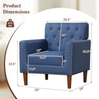 Mid Century Modern Accent Chair with Button Tufted Decoration and Rivets