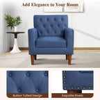 Mid Century Modern Accent Chair with Button Tufted Decoration and Rivets