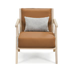 Mid-Century Modern Accent Chair Artificial Leather Sofa Chair with Rubber Wood Frame