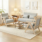 Mid-Century Modern Accent Chair Artificial Leather Sofa Chair with Rubber Wood Frame