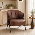 Mid Century Accent Chair with Curved Backrest - Brown