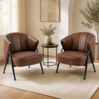 Mid Century Accent Chair with Curved Backrest - Brown