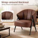 Mid Century Accent Chair with Curved Backrest - Brown
