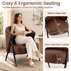 Mid Century Accent Chair with Curved Backrest - Brown