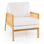 Mid Century Modern Accent Chair with Rattan Arms and Cushion