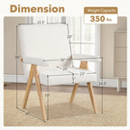 Mid Century Modern Accent Chair with Rubber Wood Frame and Padded Armrests-White
