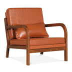 Modern Accent Chair Faux Leather Linen Fabric Upholstered Armchair