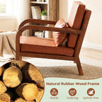 Modern Accent Chair Faux Leather Linen Fabric Upholstered Armchair